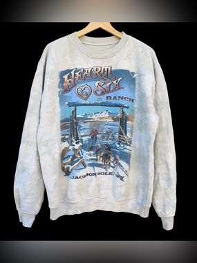 Vintage Big Vista Heart Six Ranch Jackson Hole Sweatshirt Medium USA Tie Dye